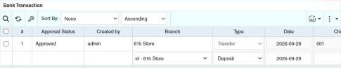 Bank Transaction list