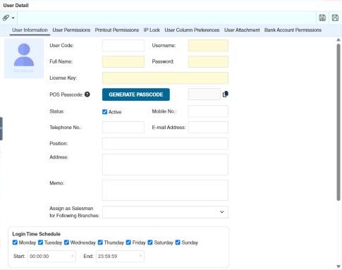User Information tab