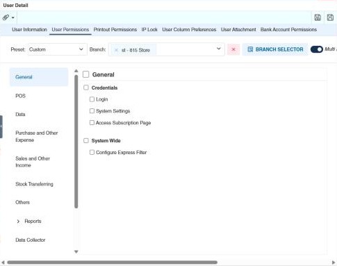 User Permissions tab